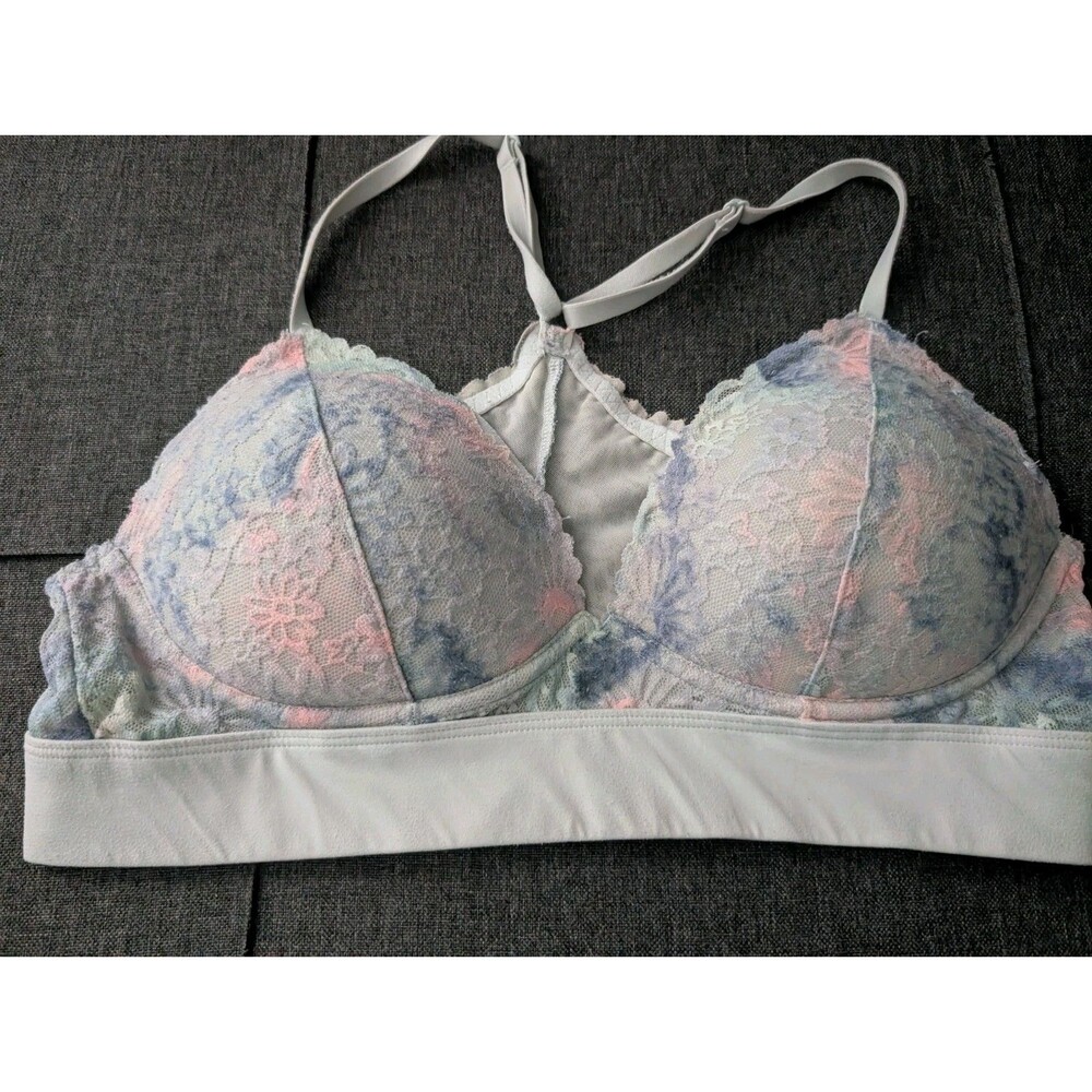 Victoria's Secret Pink Women Bra Large Pastel Multicolor Blue Lightly Lined